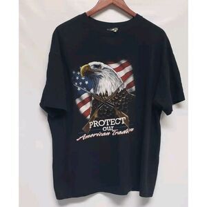 Vintage Thunder Shirt Mens XL Black Protect Our American  Traditions‎ Eagle Gun